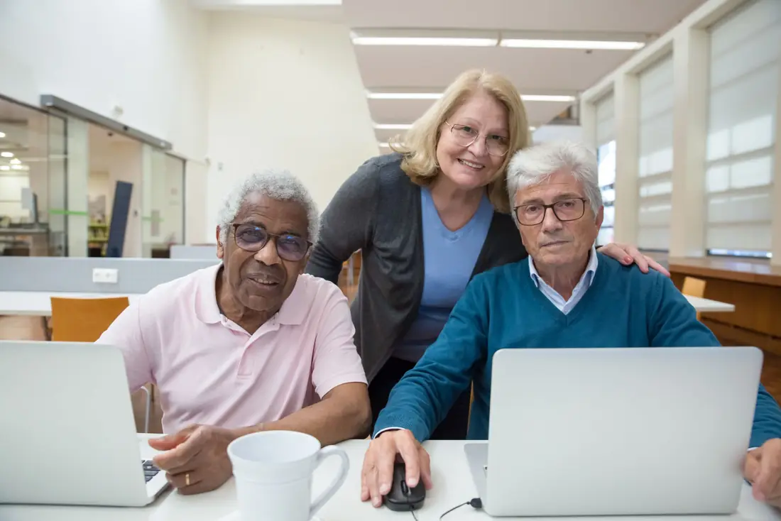 Older adults in a computer class
